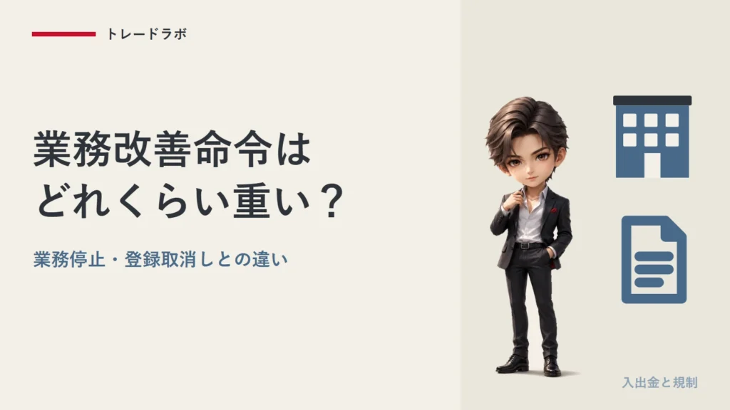 金融庁の業務改善命令の重さは？｜業務停止・登録取消しとの違い